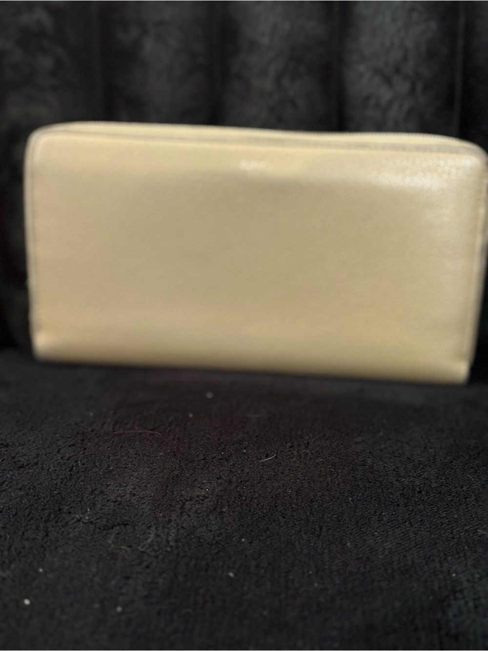 CELINE Beige Calfskin Zip Around Wallet (Red Interior)